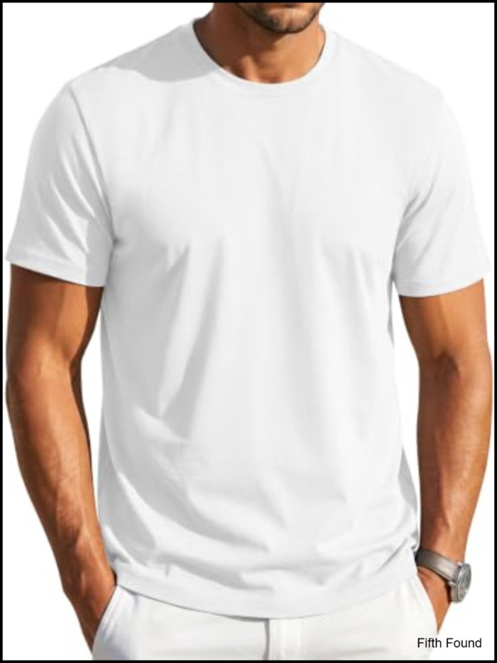 Men's Short Sleeve Crew Neck Basic Tee Cotton Blend Regular Fit T-Shirt